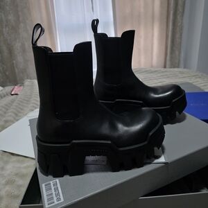 Balenciaga Black Chunky Chelsea Lug Booties